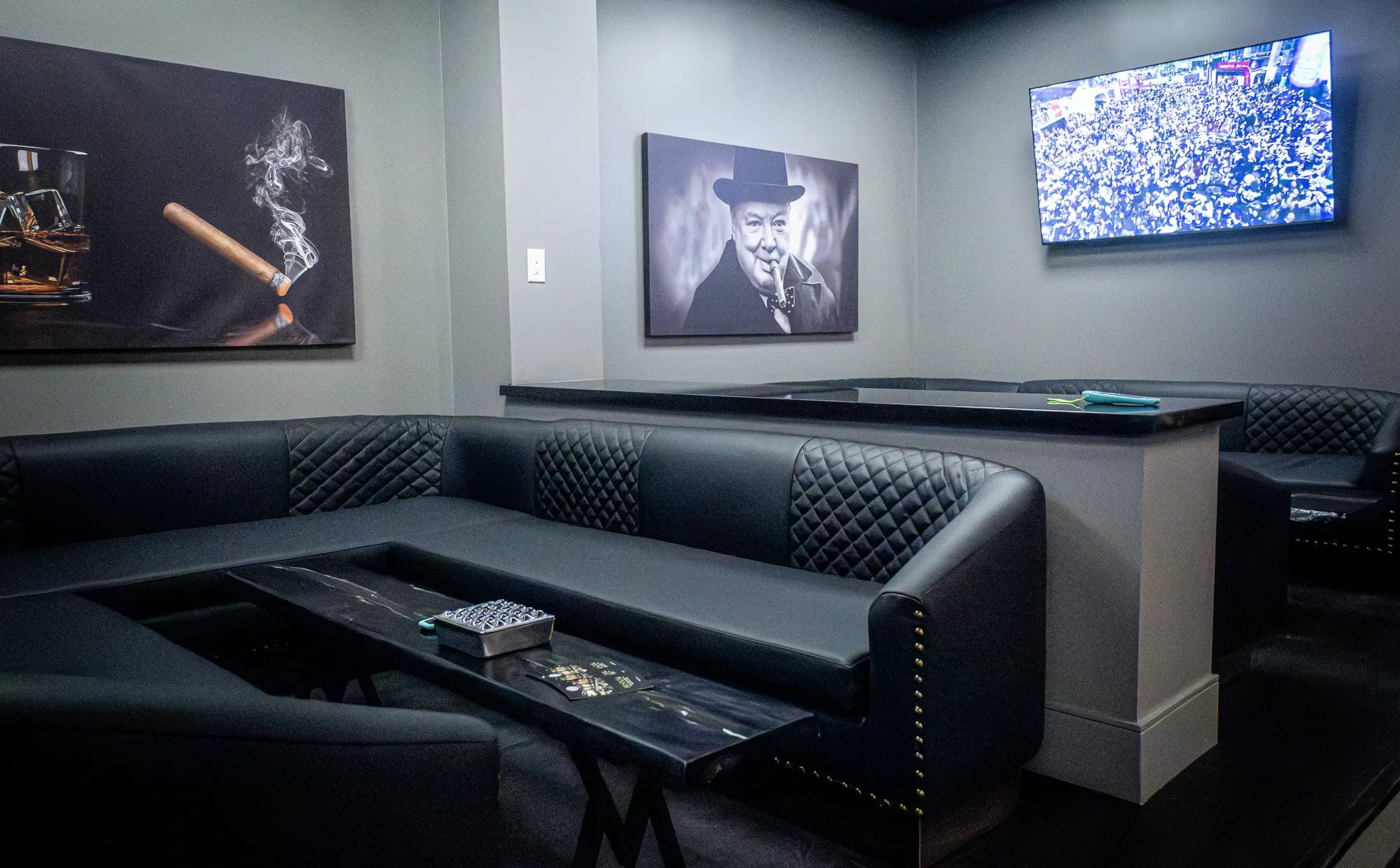 Leather booth seating in the lounge