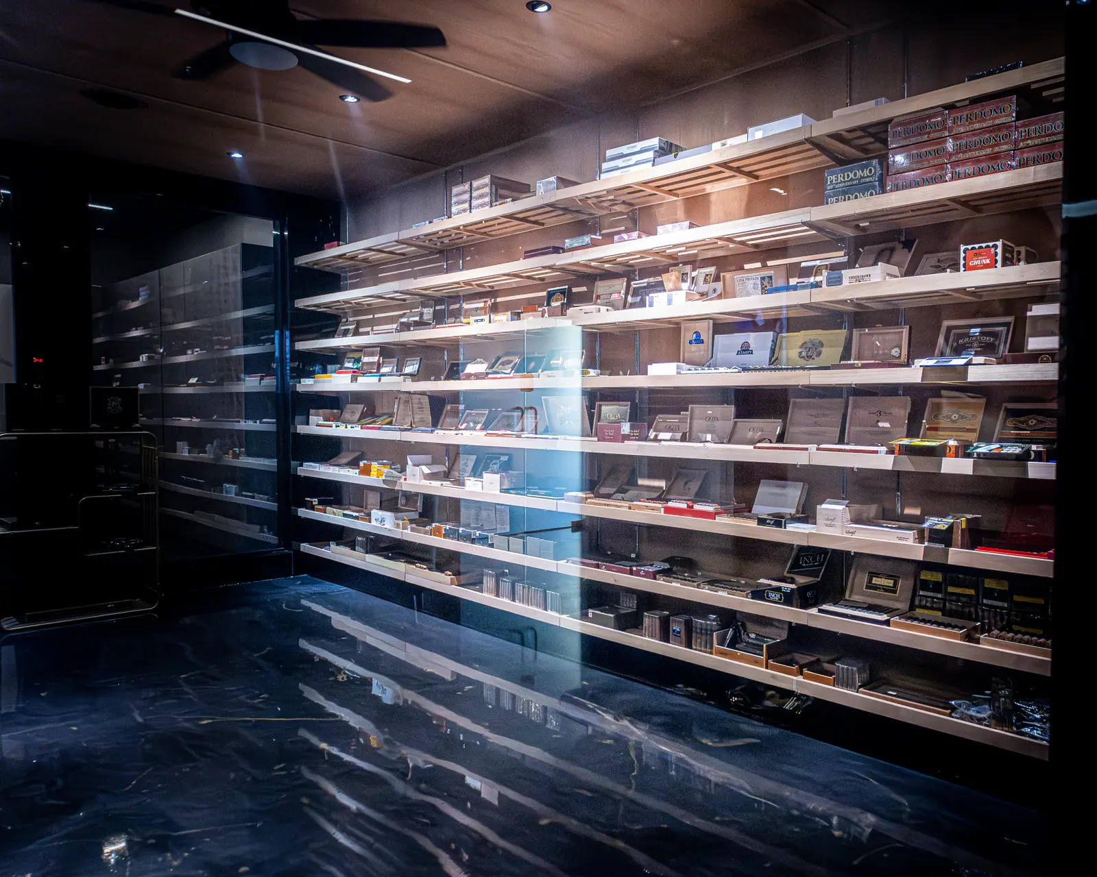 The walk-in humidor, floor to ceiling