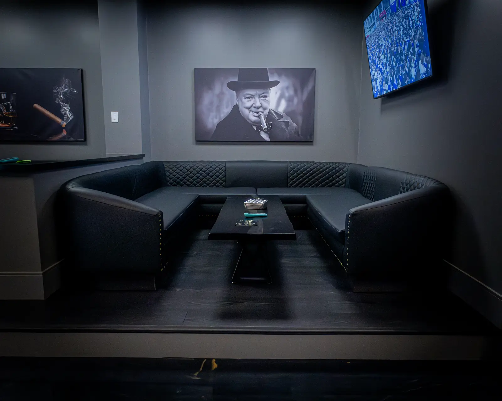 Leather booth seating in the lounge